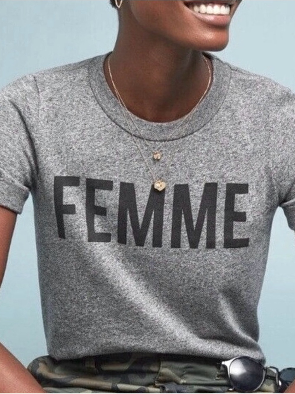 Sol Angeles Grey FEMME Graphic Short Sleeve Tee Small